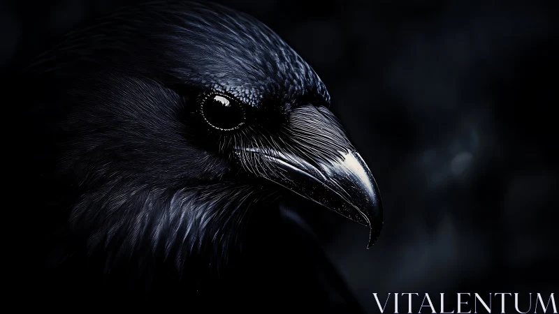 Dark Raven's Watchful Gaze in Shadow.