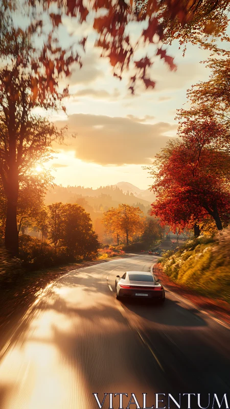 Gentle autumn drive through golden light and winding hills.