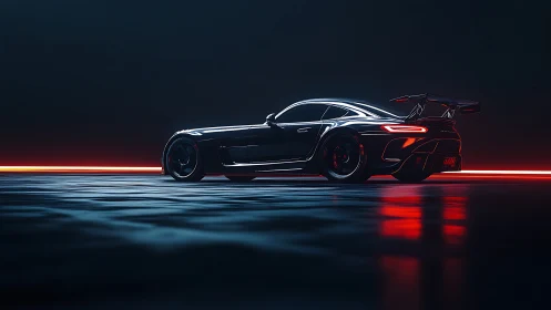 Midnight racetrack glow with a sleek futuristic supercar.