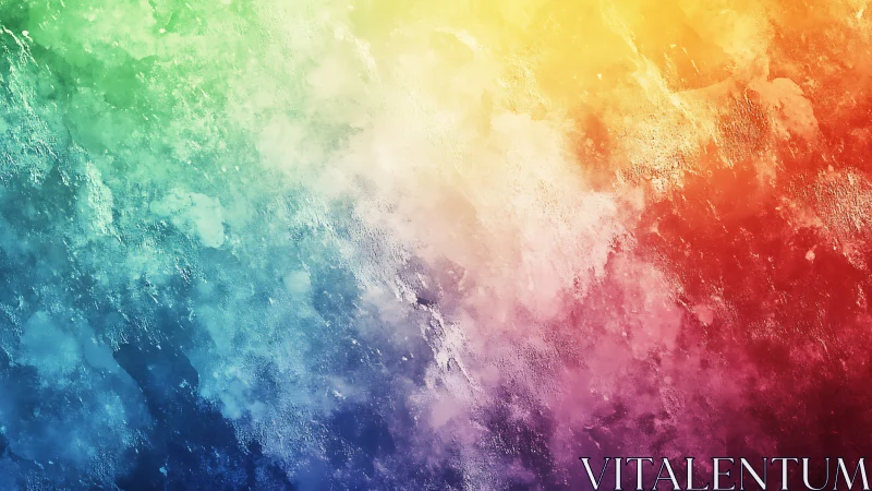 Radiant rainbow texture flows across a vivid abstract canvas