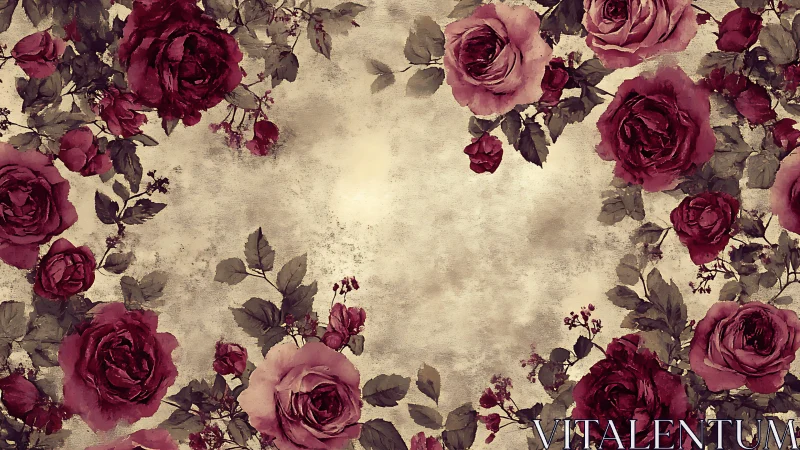 Faded ballroom roses framing a secret parchment of light.