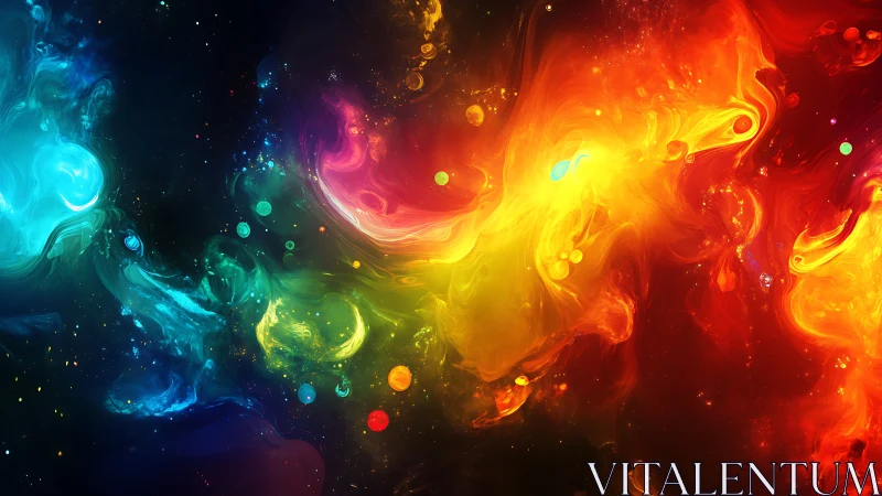 Spectral nebula swirl with multicolor gaseous diffusion field