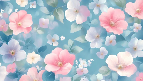 Pastel flower illustration fills frame with layered blossoms