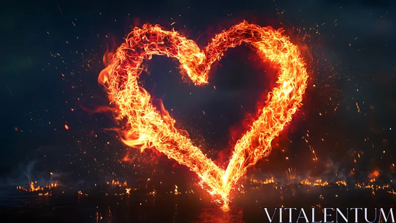 Passionate Heart Engulfed in Magnificent Flames