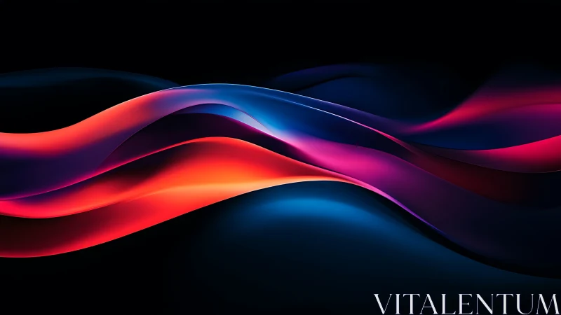 Vibrant neon light waves flow across deep black space.