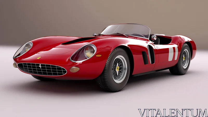 Red classic racing roadster rendered with glossy studio light.