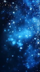 Starlit blue nebula drift with glittering cosmic fireflies.