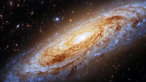 Spiral galaxy core rendered with high-contrast stellar detail