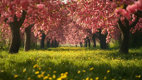 Petal tunnels unfurl while sunlight scatters coins of gold