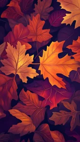 Layered autumn leaves glow against deep violet background