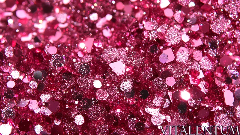 Shimmering pink glitter close up with joyful sparkling light.