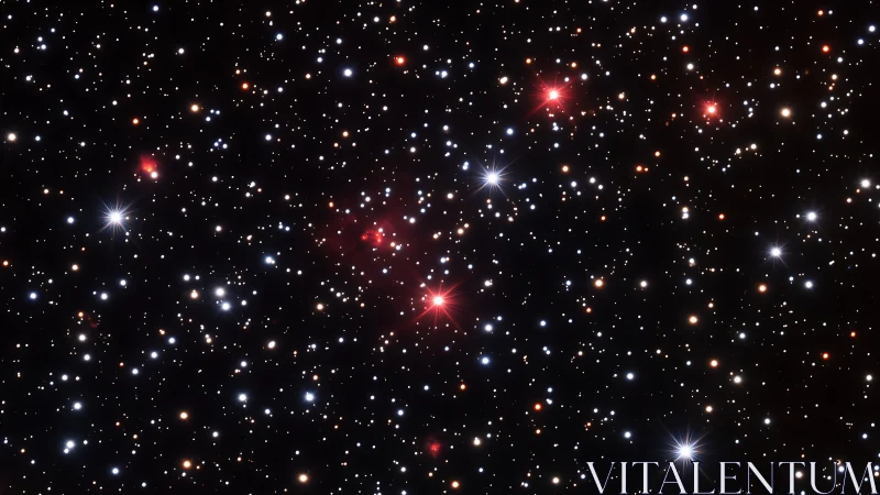 Dense stellar field with multicolor point sources and diffraction spikes