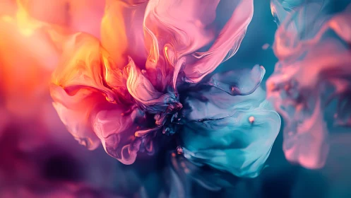 Vivid swirling abstract petals in pink, orange and teal.