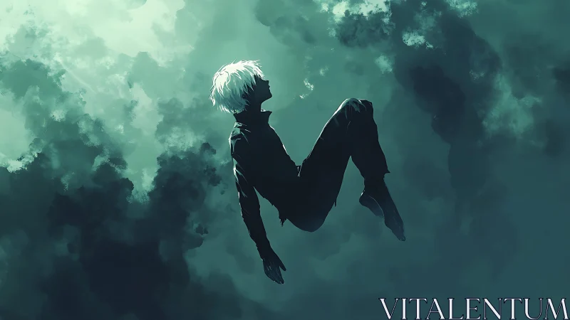 Quiet Drift Through Teal Clouds Of Thoughtful Night.