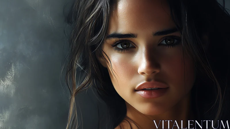 Digital portrait captures intense gaze under soft side light