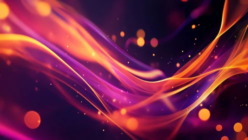 Vibrant flowing light waves in purple and orange motion.