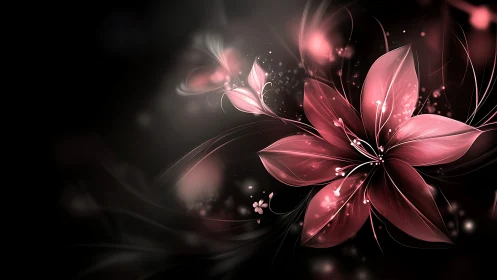 Luminescent Floral Bloom with Radiant Particle Dynamics.