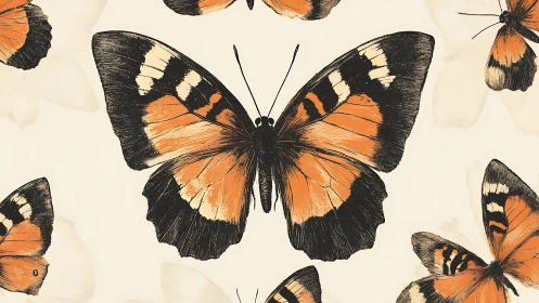 Monarch-style butterfly illustration on cream background.