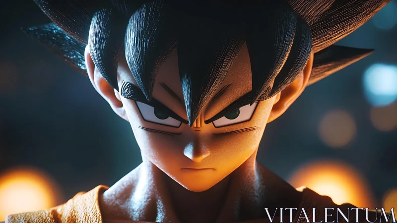 Determined anime hero glowing with fierce, focused energy.