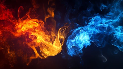 Opposing Fire and Ice Elements in Fluid Motion.