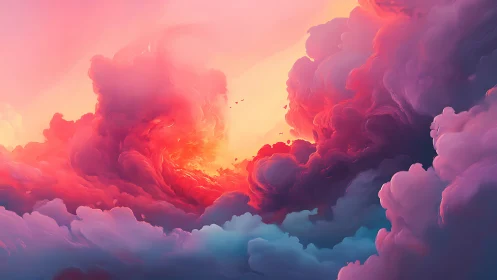 Sunset dreams swirling through painted cotton skies.