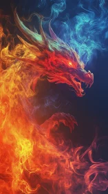 Fire and smoke dragon silhouette emerges in vivid contrast