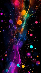 Colorful neon rivers of light dance across a starry night