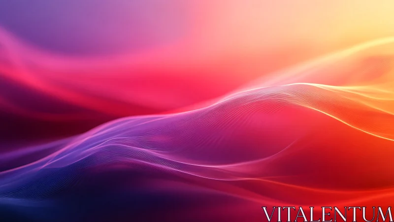 Gradient light waves form fluid abstract landscape with neon glow