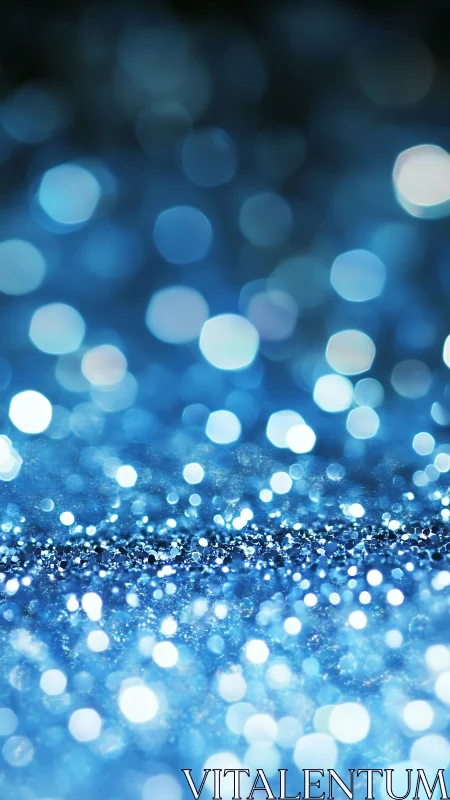 Blue glitter macro bokeh with shallow focus gradient field.