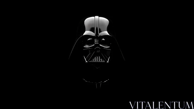 3D minimalist portrait of a dark sci‑fi helmet in void space.