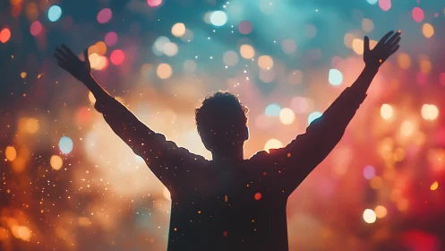 Silhouette Surrenders To A Carnival Of Colorful Light.