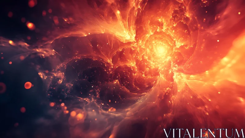 Stellar nebula vortex glows with swirling molten light