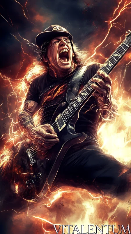 Storm-lit shredder roaring through molten guitar thunder.