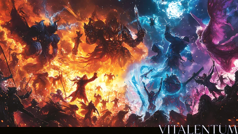 Elemental warriors clash in a high-intensity chromatic battlefield