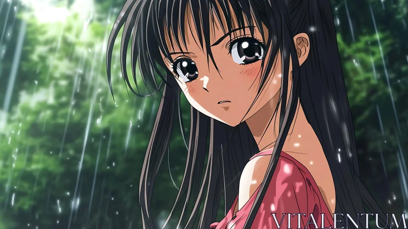 Rain-soaked resolve sharpens in a forest of blurred greens