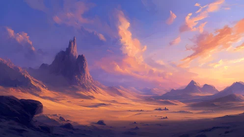 Sunlit desert towers rise beneath glowing pastel skies.