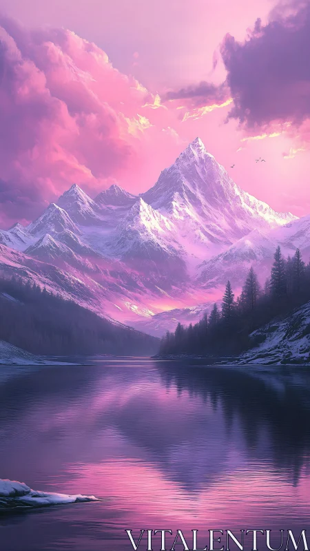 Pink alpine peaks mirror over serene twilight lake.