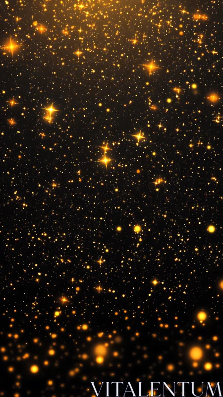 Golden ember galaxy drifting through velvet blackout night.