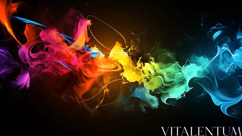 Vibrant color plumes swirl across a deep black cosmos