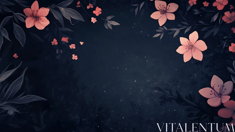 Nocturnal Flora with Luminous Blossoms Against Starlit Void