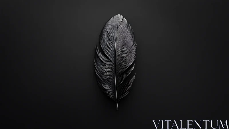 Metallic black feather rests on a deep matte background
