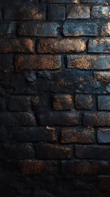 Weathered brick wall with glossy, high-contrast specular highlights