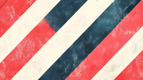 Diagonal red, white, and blue stripes show worn paint texture