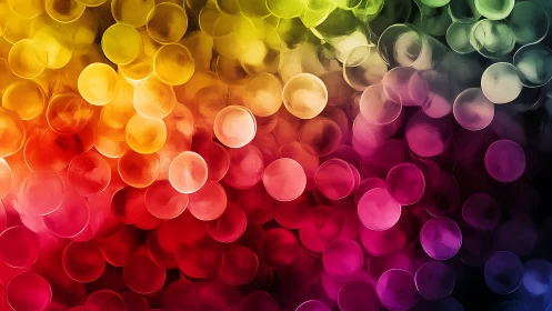 Color bubbles drift in a luminous rainbow-softened storm