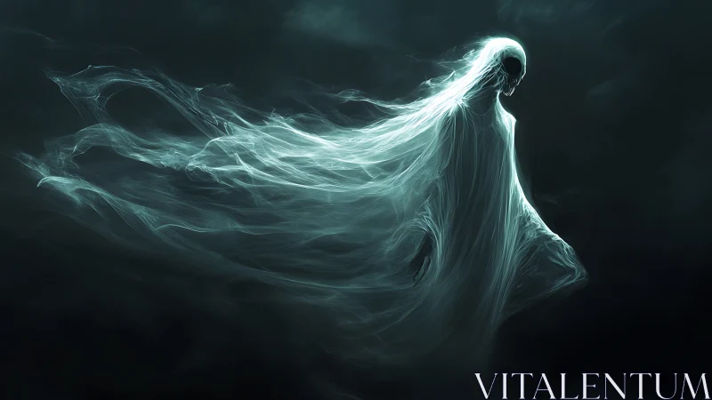 Ghostly spectral figure with flowing ethereal white trails.