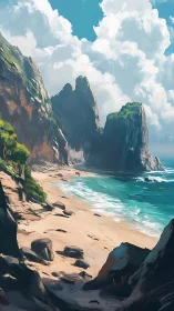 Towering Cliffs Meet Turquoise Dreams.