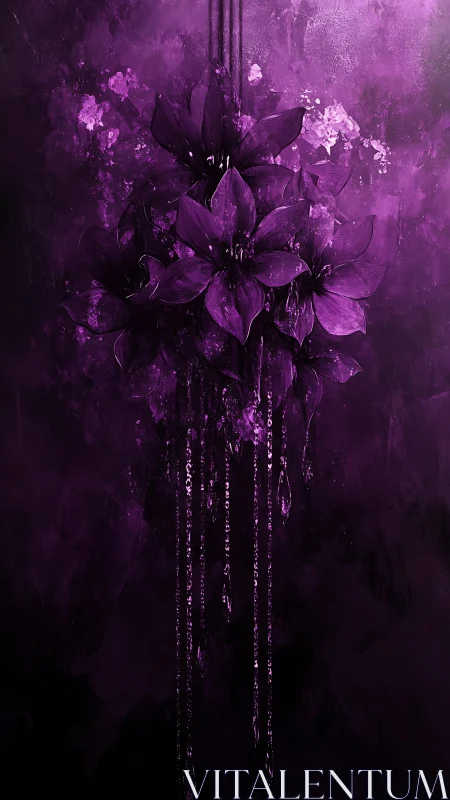 Ethereal Purple Flowers With Cascading Crystal Drips
