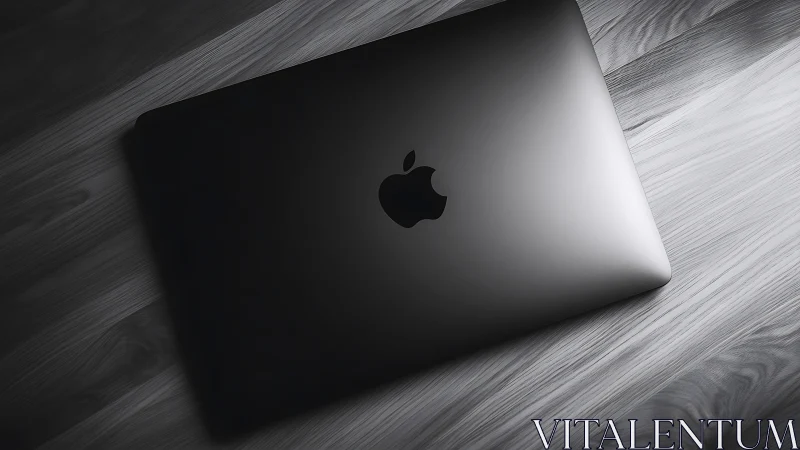 Closed metallic laptop rendered in high-contrast monochrome lighting