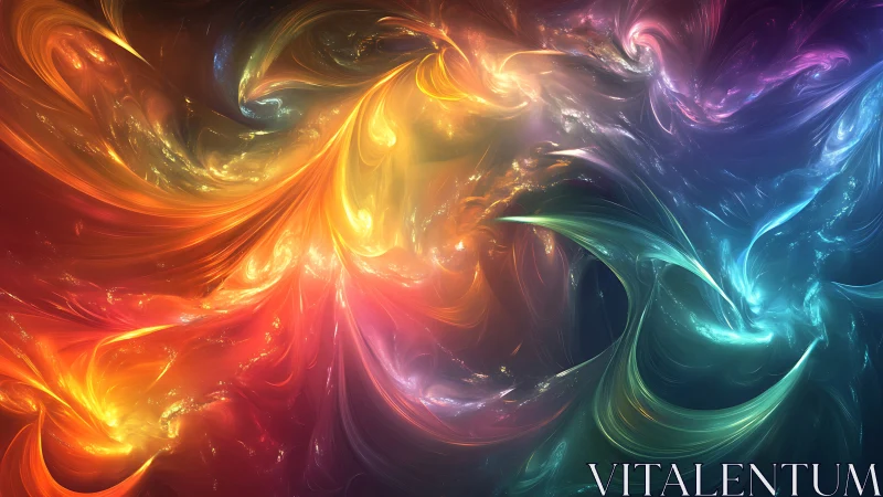 Multicolored swirling fractal light patterns in motion.