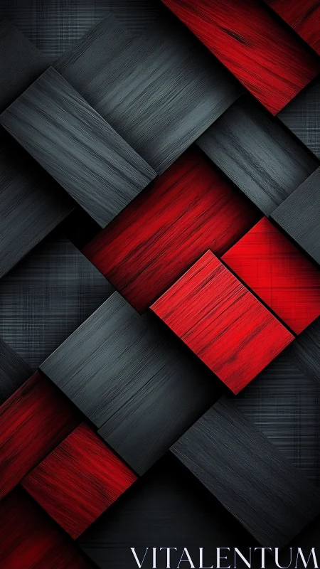 Crimson and charcoal panels woven into a bold rhythm.